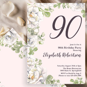 Convite de Aniversário de 90 anos Rosa Flores Peôn