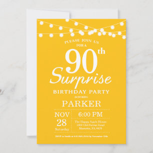 Convite de Aniversário de 90 anos Surpresa Amarelo