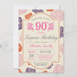 Convite de Aniversário de 90 anos Surpresa Floral 