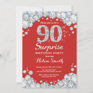 Convite de Aniversário de 90 anos Surpresa Prata D