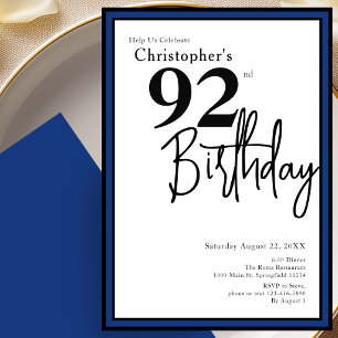 Convite de Aniversário de 92 Anos Moderno Elegante