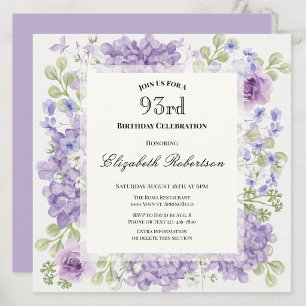 Convite de Aniversário de 93 Anos Elegantes Flores