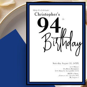 Convite de Aniversário de 94 Anos Moderno Elegante