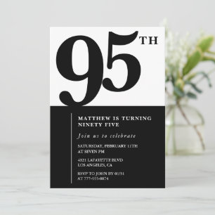 Convite de aniversário de 95 anos elegante Preto C