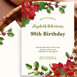 Convite de Aniversário de 98 anos com Flora Elegan