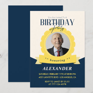 Convite de aniversário de 98 anos Moderno Chic
