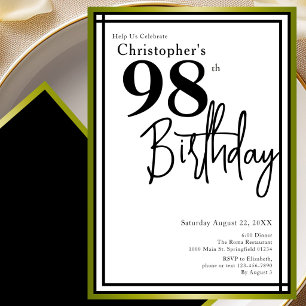 Convite de Aniversário de 98 Anos Moderno Elegante