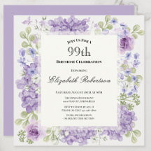 Convite de Aniversário de 99 anos Elegante Flores 