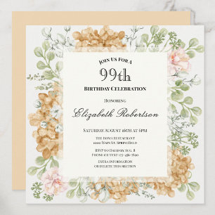 Convite de Aniversário de 99 Anos em Cores Elegant