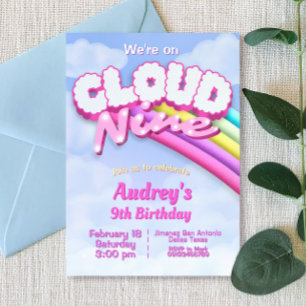 Convite de Aniversário de 9 anos - Cloud Nine