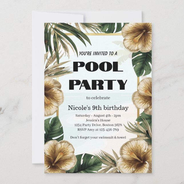 Convite de Aniversário de 9 Anos de Nicole para Fe (Frente)