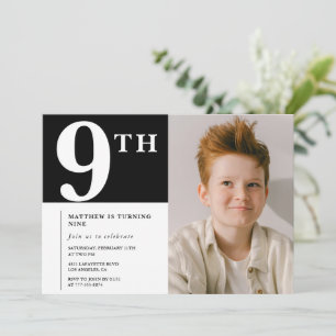 Convite de aniversário de 9 anos elegante Foto Men