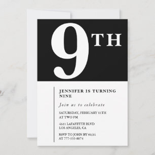 Convite de aniversário de 9 anos elegante Garota C
