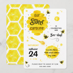 Convite de aniversário de abelhas Honey Bee Day A