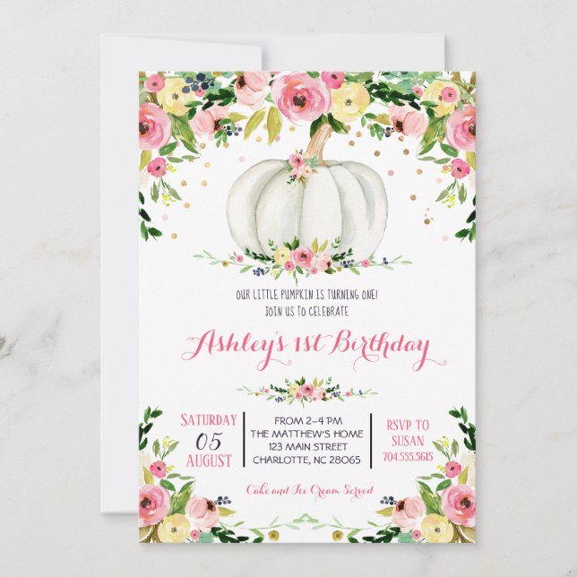 Convite de aniversário de abóbora, convite de aniv (Frente)