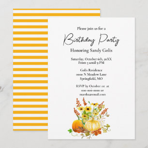 Convite de Aniversário de Abóbora do Outono