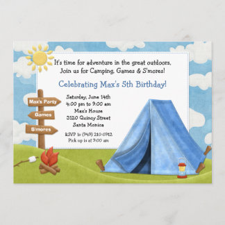 Convite de aniversário de acampamento