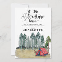 Convite de aniversário de acampamento