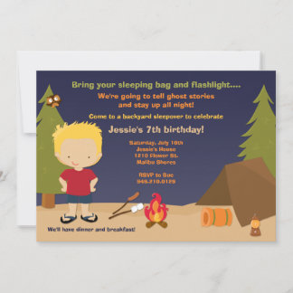 Convite de aniversário de acampamento
