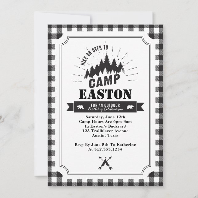 Convite de aniversário de acampamento (Frente)