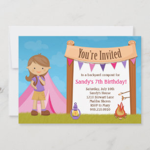 Convite de aniversário de acampamento