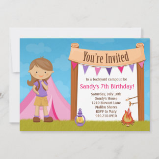 Convite de aniversário de acampamento