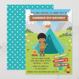 Convite de Aniversário de Acampamento ao Ar Livre