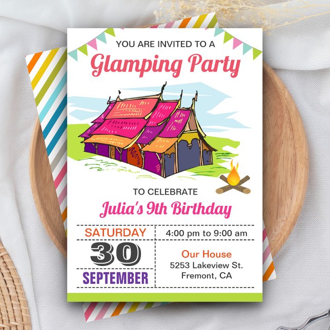 Convite de Aniversário de Acampamento de Luxo para (Criador carregado)
