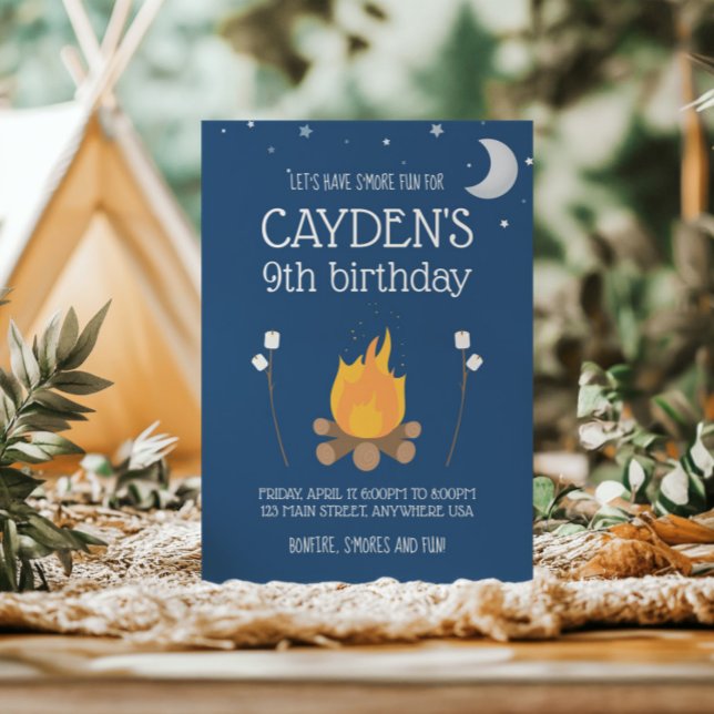 Convite de Aniversário de Acampamento e S'mores (Criador carregado)