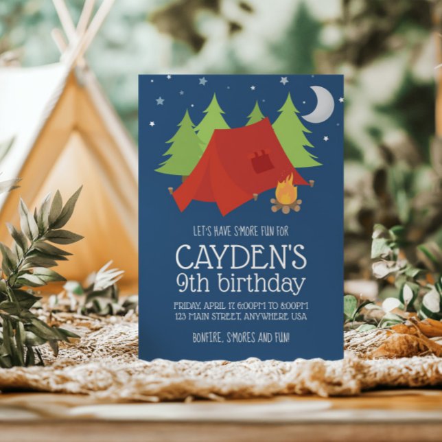 Convite de Aniversário de Acampamento e S'mores (Criador carregado)