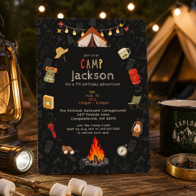 Convite de Aniversário de Acampamento Infantil (Criador carregado)