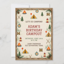 Convite de Aniversário de Acampamento Infantil
