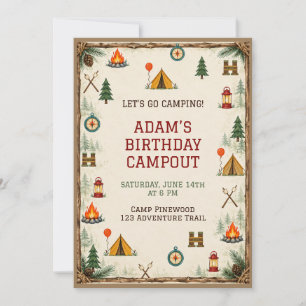Convite de Aniversário de Acampamento Infantil
