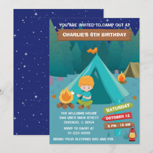 Convite de Aniversário de Acampamento Noturno Meni