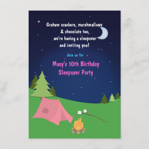 Convite de Aniversário de Acampamento Noturno para
