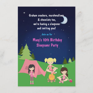 Convite de Aniversário de Acampamento Noturno para