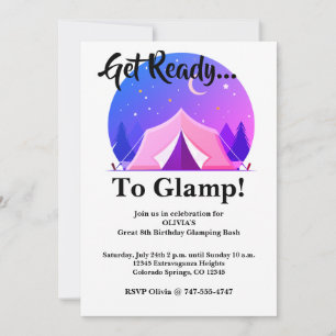 Convite de Aniversário de Acampamento para Meninas