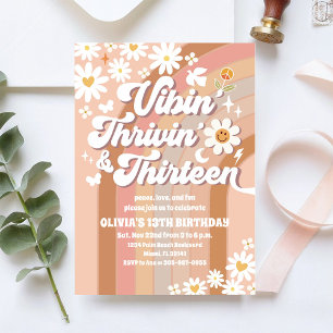 Convite de Aniversário de Adolescente Retro Daisy
