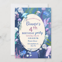 Convite de aniversário de águas-vivas sob o mar