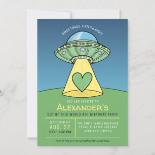 Convite de aniversário de Alienígena de OVNI Ver