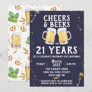 Convite de aniversário de animações e cervejas