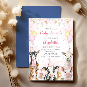 Convite de Aniversário de Animais da Fazenda