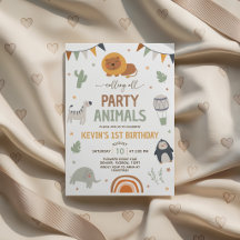 Convite de Aniversário de Animais da Festa Boho Sa