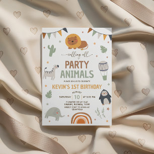 Convite de Aniversário de Animais da Festa Boho Sa