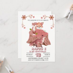 Convite de Aniversário de Animais da Floresta: Flo
