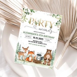 Convite de Aniversário de Animais da Floresta Silv