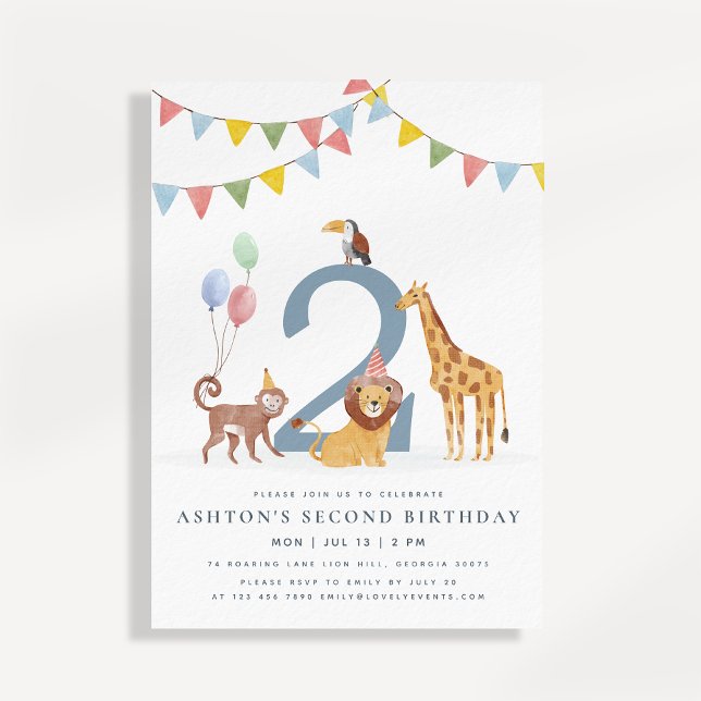 Convite de Aniversário de Animais da Savana Festa  (Criador carregado)