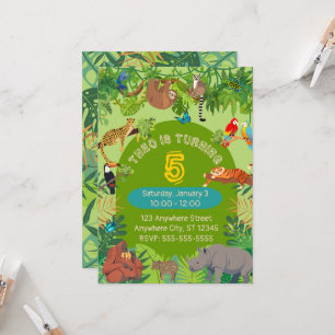 Convite de Aniversário de Animais da Selva da Flor