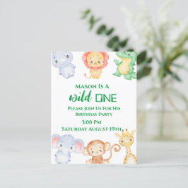 Convite de Aniversário de Animais da Selva Postca