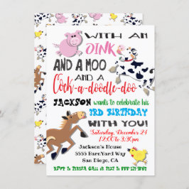 Convite de aniversário de animais de exploração